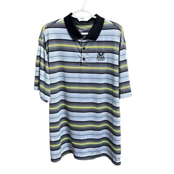 Nike Golf Men’s Dri Fit PGA Valhalla Gray Striped Short Sleeve Polo Shirt Size X - Picture 1 of 6